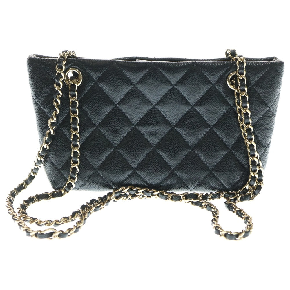 CHANEL(シャネル) ココマーク マトラッセ タイムレスクラシックライン キャビアスキン チェーンクラッチ レザーショルダーバッグ ブラック レディース AP4423