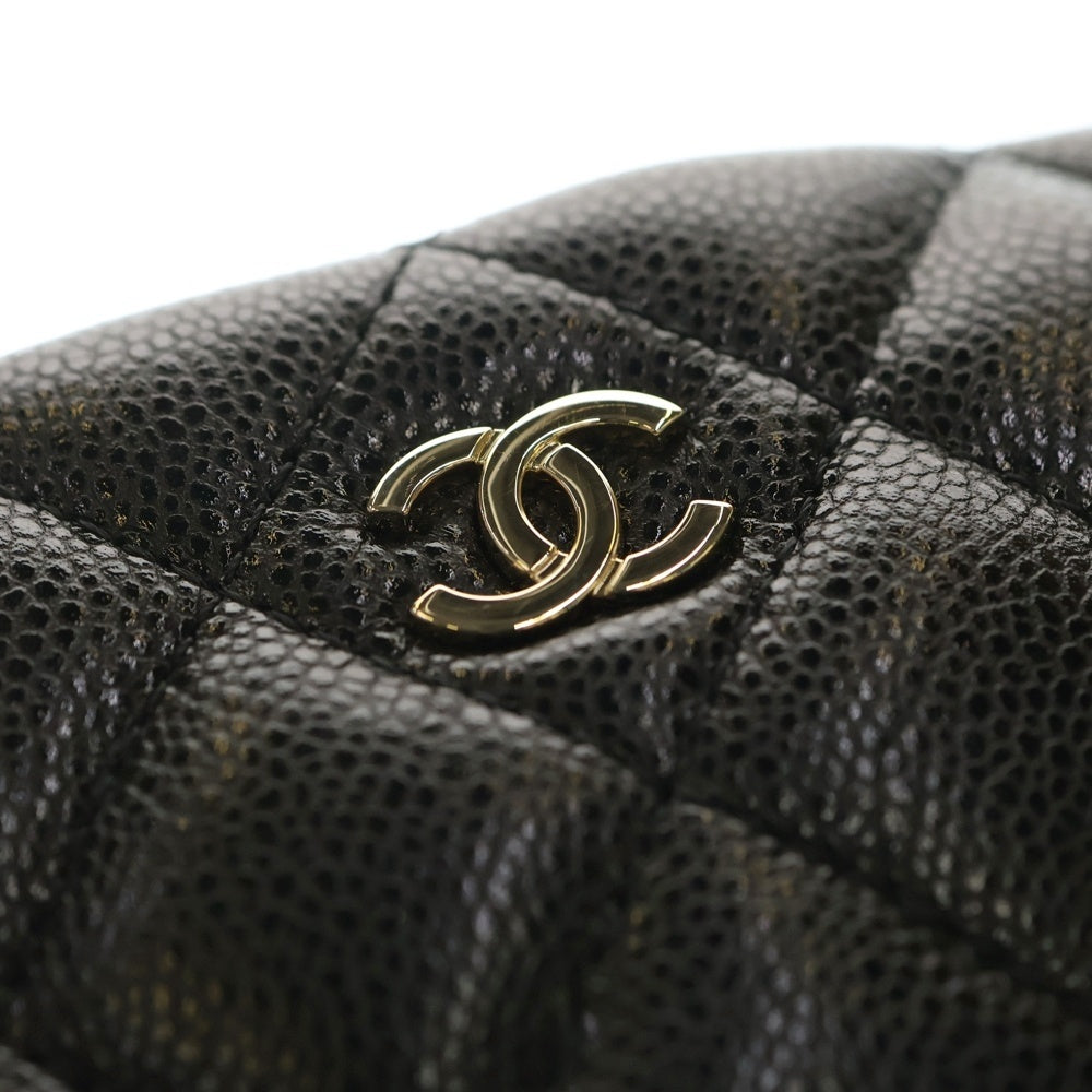 CHANEL(シャネル) ココマーク マトラッセ タイムレスクラシックライン キャビアスキン チェーンクラッチ レザーショルダーバッグ ブラック レディース AP4423