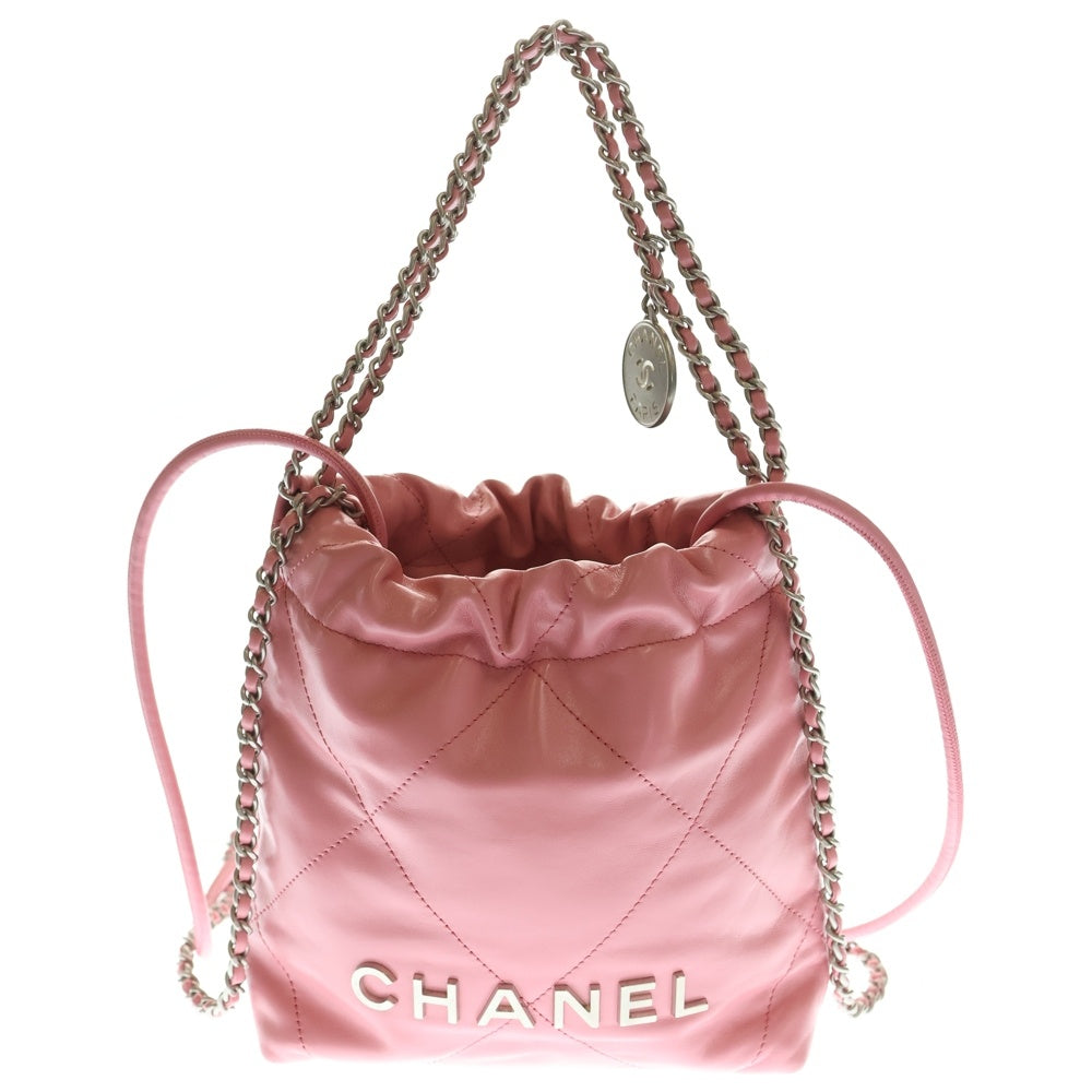 CHANEL(シャネル) シャネル22 ミニ ココマーク キャビアスキン 2WAY チェーンショルダーバック レザーハンドバッグ ピンク レディース AS3980