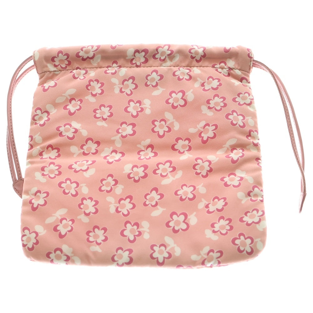 miumiu(ミュウミュウ) 巾着ポーチ ハンドバッグ ミニバッグ 花柄 フラワーモチーフ ピンク ナイロン