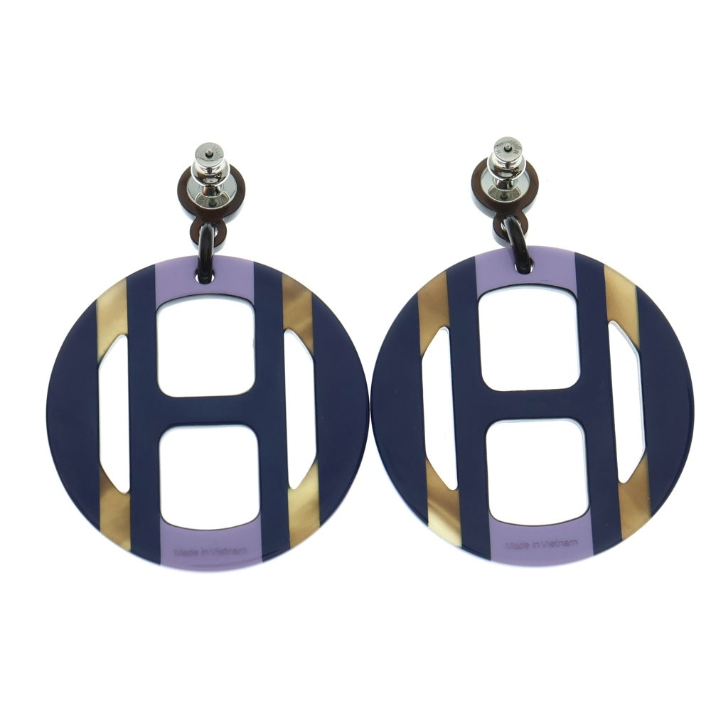 HERMES(エルメス) Hエキップ ピアス バッファローホーン リラ メタル