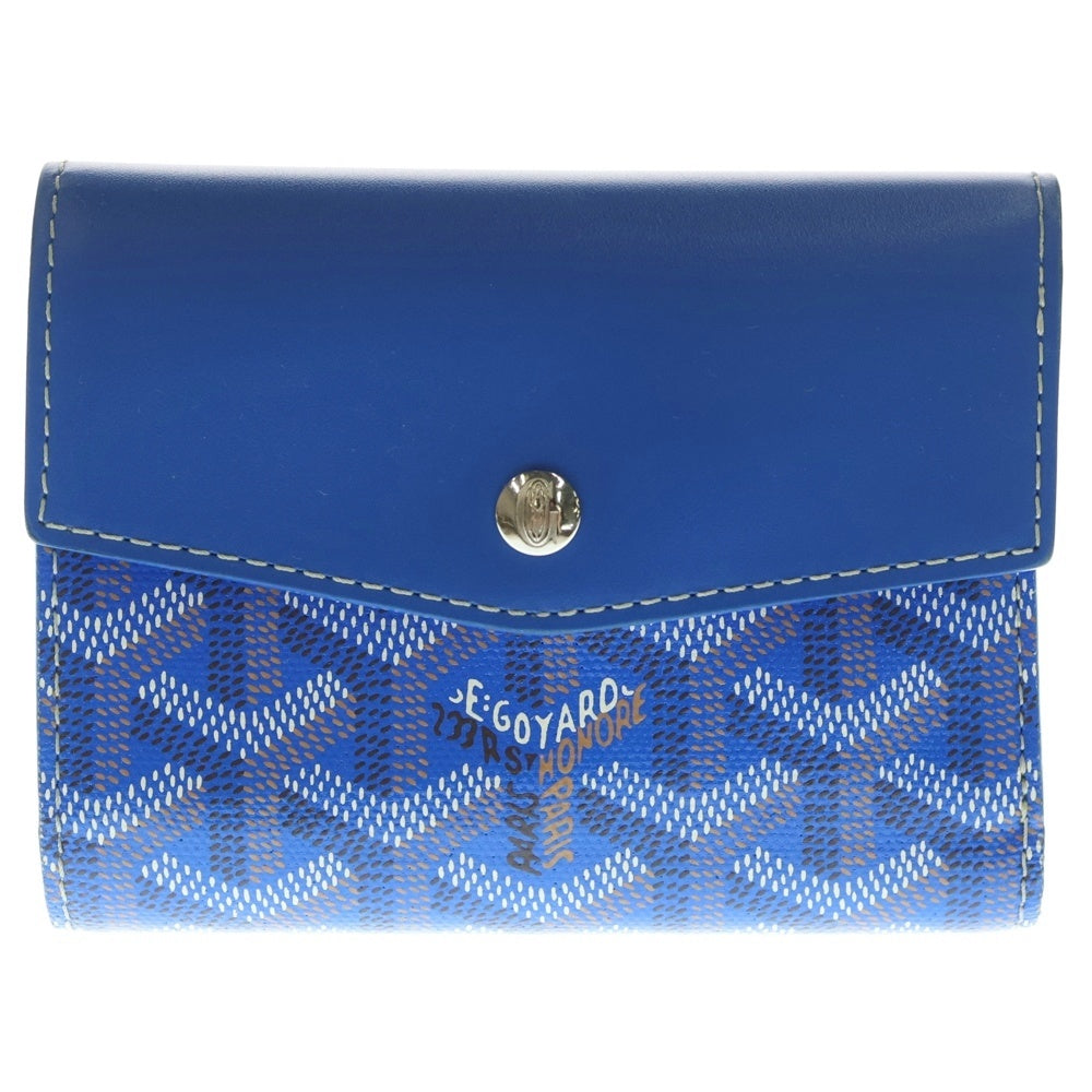 GOYARD(ゴヤール) サン ガブリエル 3つ折り財布 コンパクトウォレット コインケース ブルー レザー シルバー金具