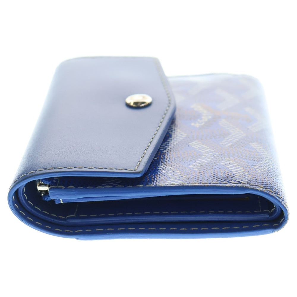 GOYARD(ゴヤール) サン ガブリエル 3つ折り財布 コンパクトウォレット コインケース ブルー レザー シルバー金具