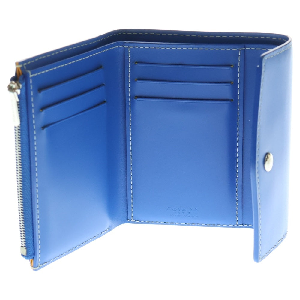 GOYARD(ゴヤール) サン ガブリエル 3つ折り財布 コンパクトウォレット コインケース ブルー レザー シルバー金具