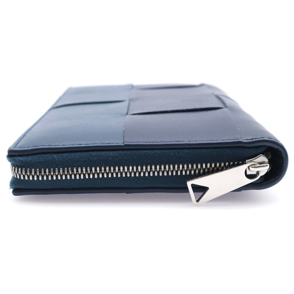 BOTTEGA VENETA(ボッテガヴェネタ) マキシイントレチャート カセット ジップアラウンド レザーロングウォレット 長財布 ネイビー/ブラック 748054V4SW23158