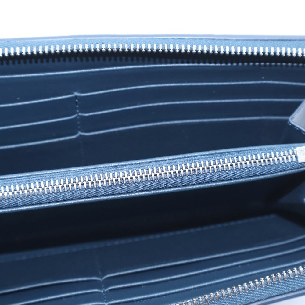 BOTTEGA VENETA(ボッテガヴェネタ) マキシイントレチャート カセット ジップアラウンド レザーロングウォレット 長財布 ネイビー/ブラック 748054V4SW23158