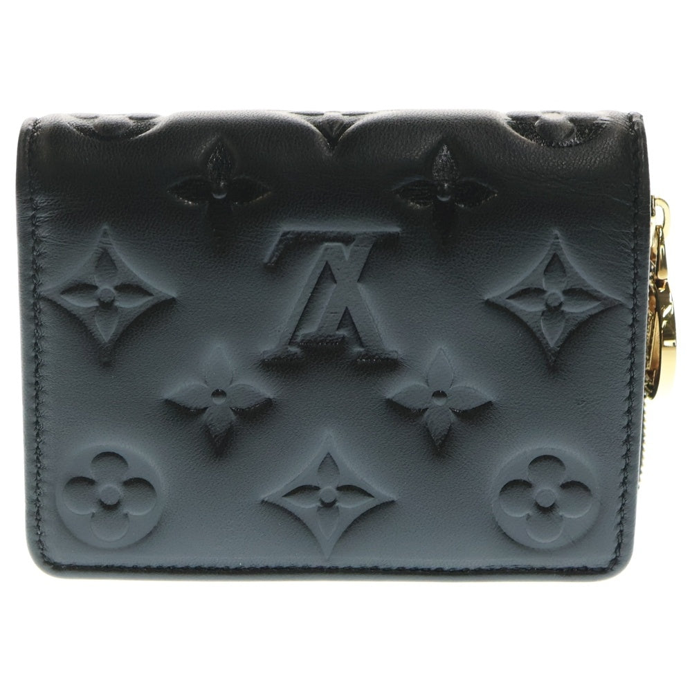 LOUIS VUITTON(ルイヴィトン) ポルトフォイユ ルー モノグラム エンボス ラムスキン レザー ラウンドジップ コンパクトウォレット 二つ折り財布 ゴールド金具 ブラック M81599