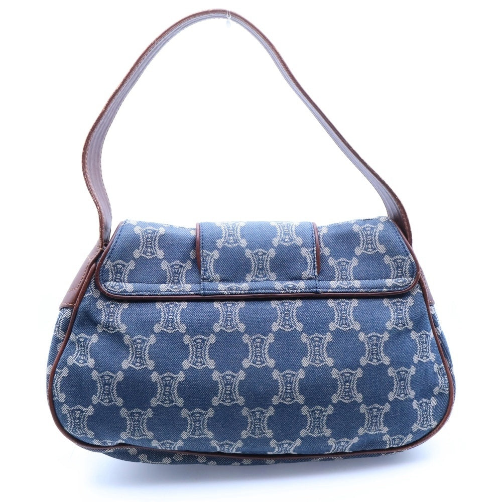 CELINE(セリーヌ) パリ マカダム ワンショルダーバッグ ハンドバッグ ネイビー デニム×レザー ヴィンテージ