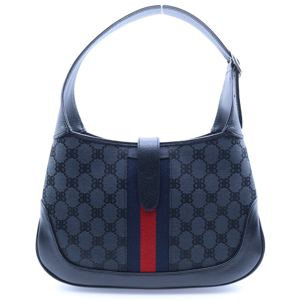 BALENCIAGA(バレンシアガ) ×グッチ ザ ハッカープロジェクト ジャッキー1961 ワンショルダーバッグ ブラック キャンバス×レザー 680118