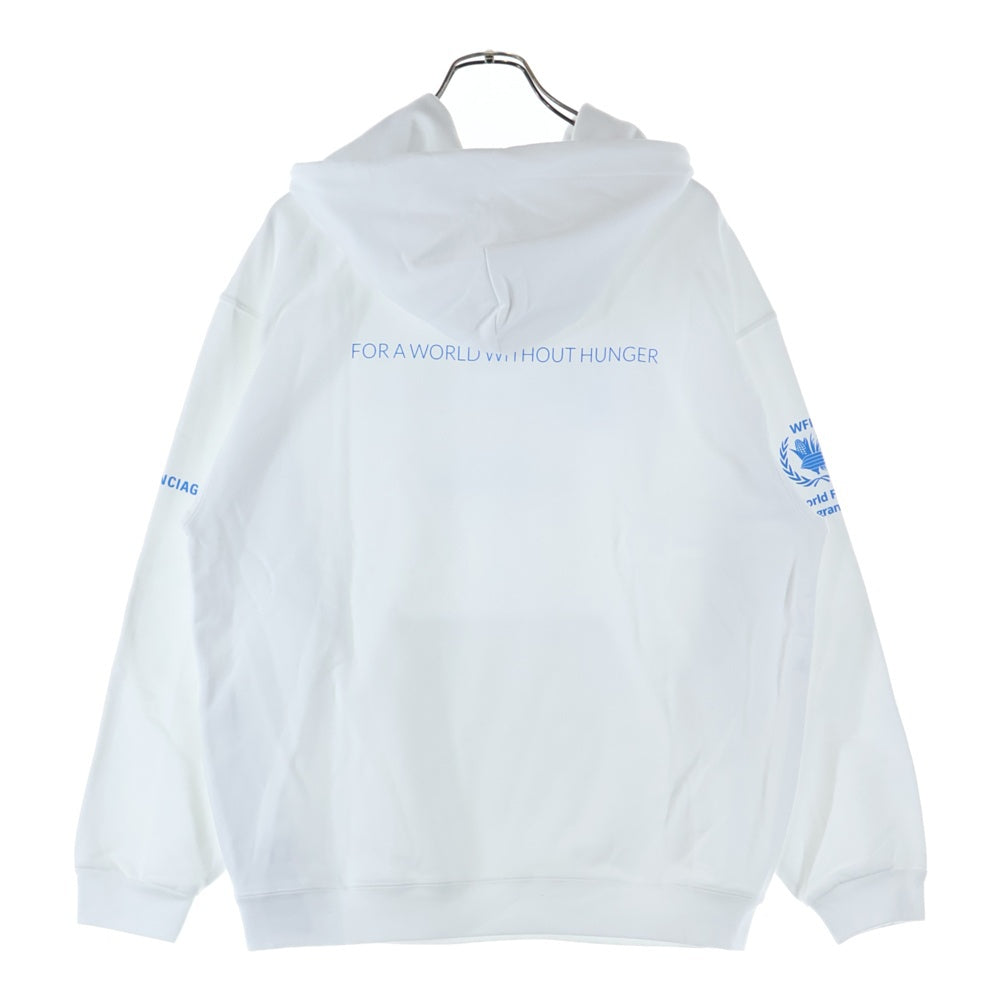 BALENCIAGA(バレンシアガ) World Food Program Hoodie ワールド フード プログラム ロゴプリント プルオーバースウェットパーカー フーディー ホワイト 600583