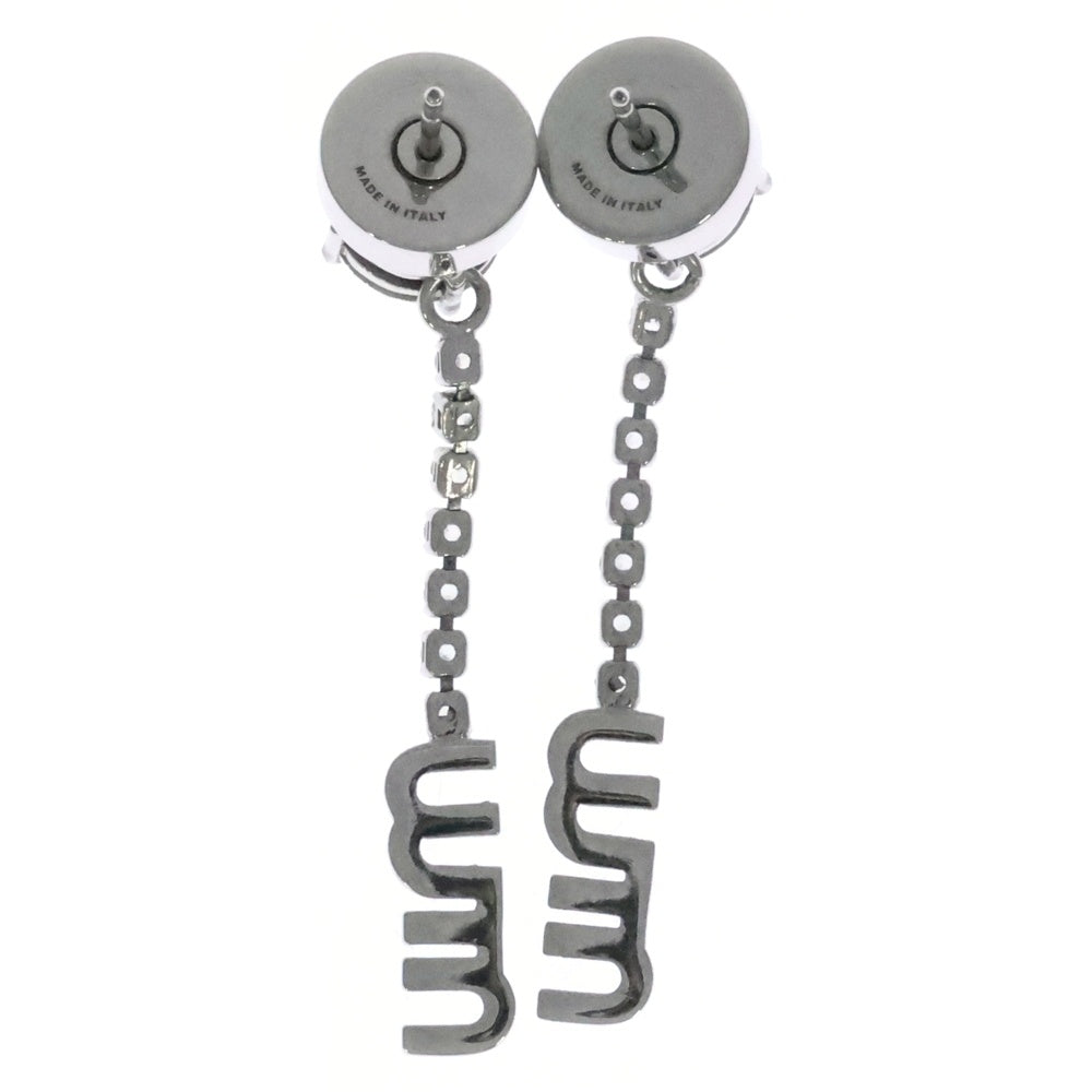 miumiu(ミュウミュウ) ビジュー クリスタル ロゴプレート ドロップピアス シルバー レディース 5IO058 2DNC F0OKL