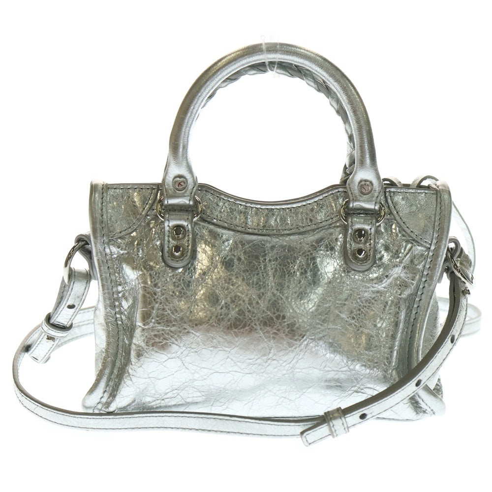 BALENCIAGA(バレンシアガ) Le city NANO ル シティ ナノ ラムスキン レザー 2WAY ハンド ショルダーバッグ シルバー金具 シルバー 819671