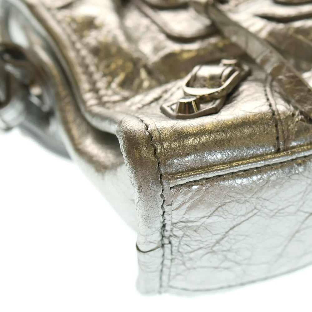 BALENCIAGA(バレンシアガ) Le city NANO ル シティ ナノ ラムスキン レザー 2WAY ハンド ショルダーバッグ シルバー金具 シルバー 819671