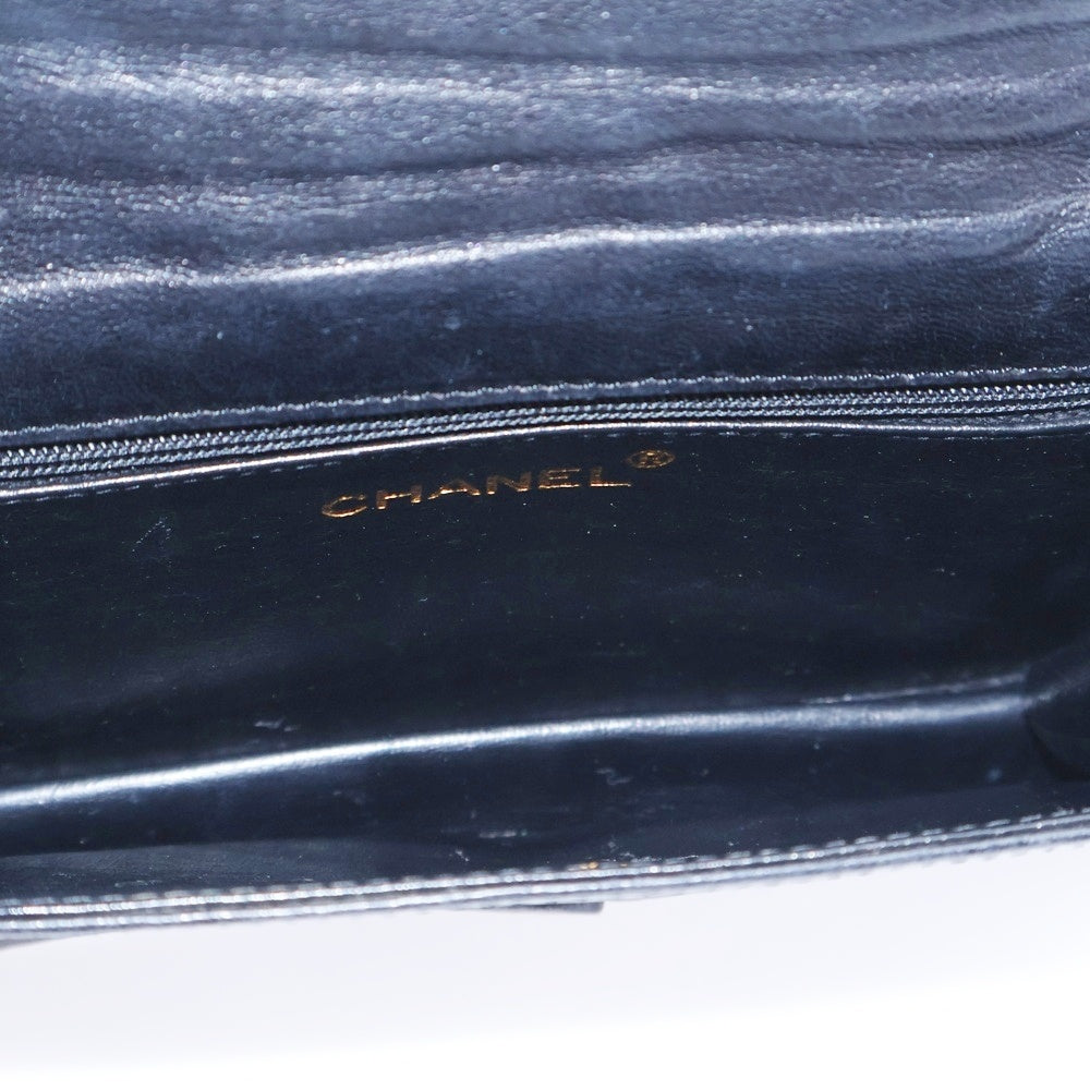 CHANEL(シャネル) ココマーク ラムスキン レザー チェーンショルダーバッグ ゴールド金具 ブラック 2番台