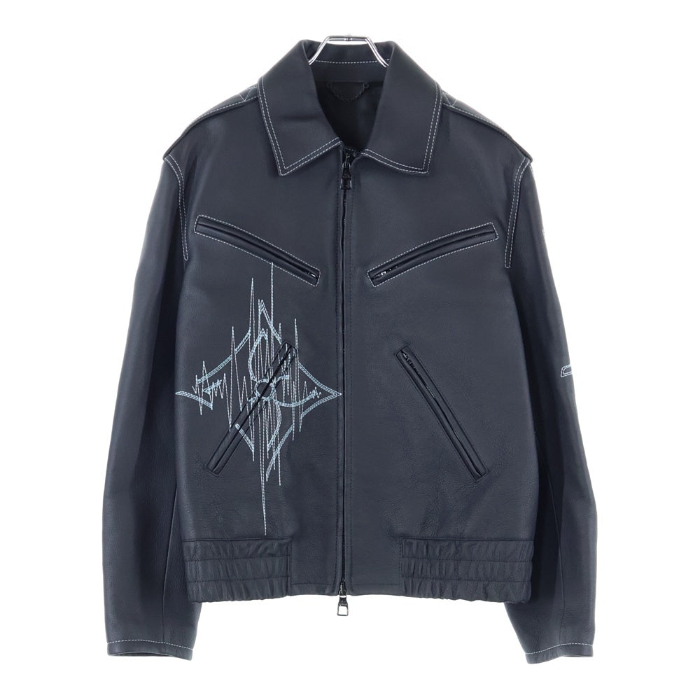 LOUIS VUITTON(ルイヴィトン) 23SS LV Frequency Chic Leather Blouson フリークエンシー シック モノグラム 刺繍 レザーブルゾン ジャケット ブラック RM2319 VN6 HOL10E