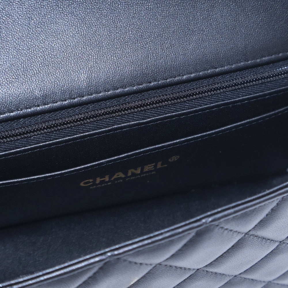 CHANEL(シャネル) ミニマトラッセ20 シングルフラップ シングルチェーン ショルダーバッグ ブラック ラムスキン ゴールド金具