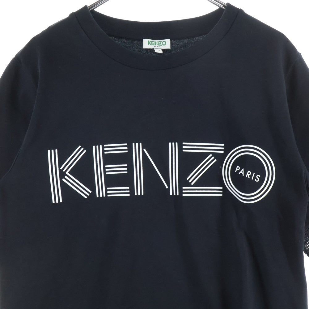 KENZO(ケンゾー) ロゴプリント メッシュ切り替え クルーネック 半袖Tシャツ カットソー ブラック FA52TS617986 レディース