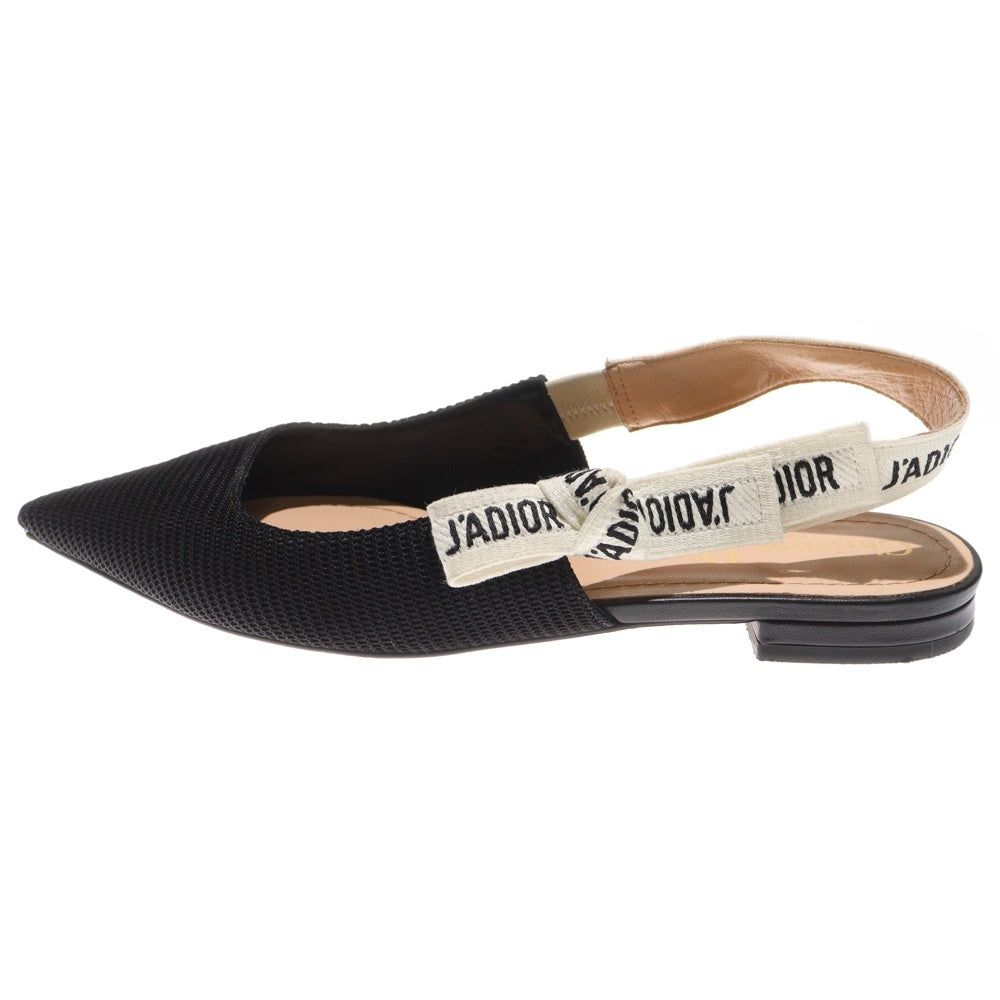 Christian Dior(クリスチャンディオール) J'ADIOR ジャディオール スリングバック ストラップ ポインテッドトゥ フラットパンプス シューズ ブラック レディース