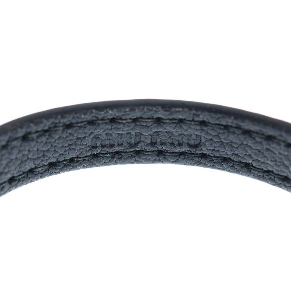 miumiu(ミュウミュウ) ストーンブレスレット ベルト ブラック レザー ゴールド金具