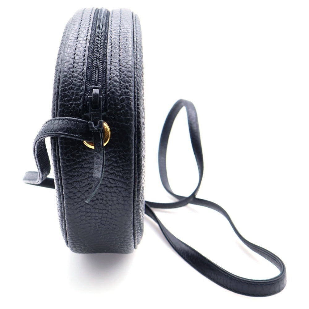 Christian Dior(クリスチャンディオール) CDロゴ ヴィンテージ ショルダーバッグ ブラック レザー