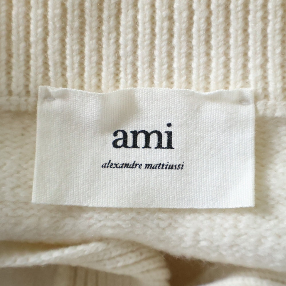 ami paris(アミパリス) Ami de Coeur アミ ドゥ クール ハートロゴジャガード ウール ニット カーディガン ホワイト H21K303.018