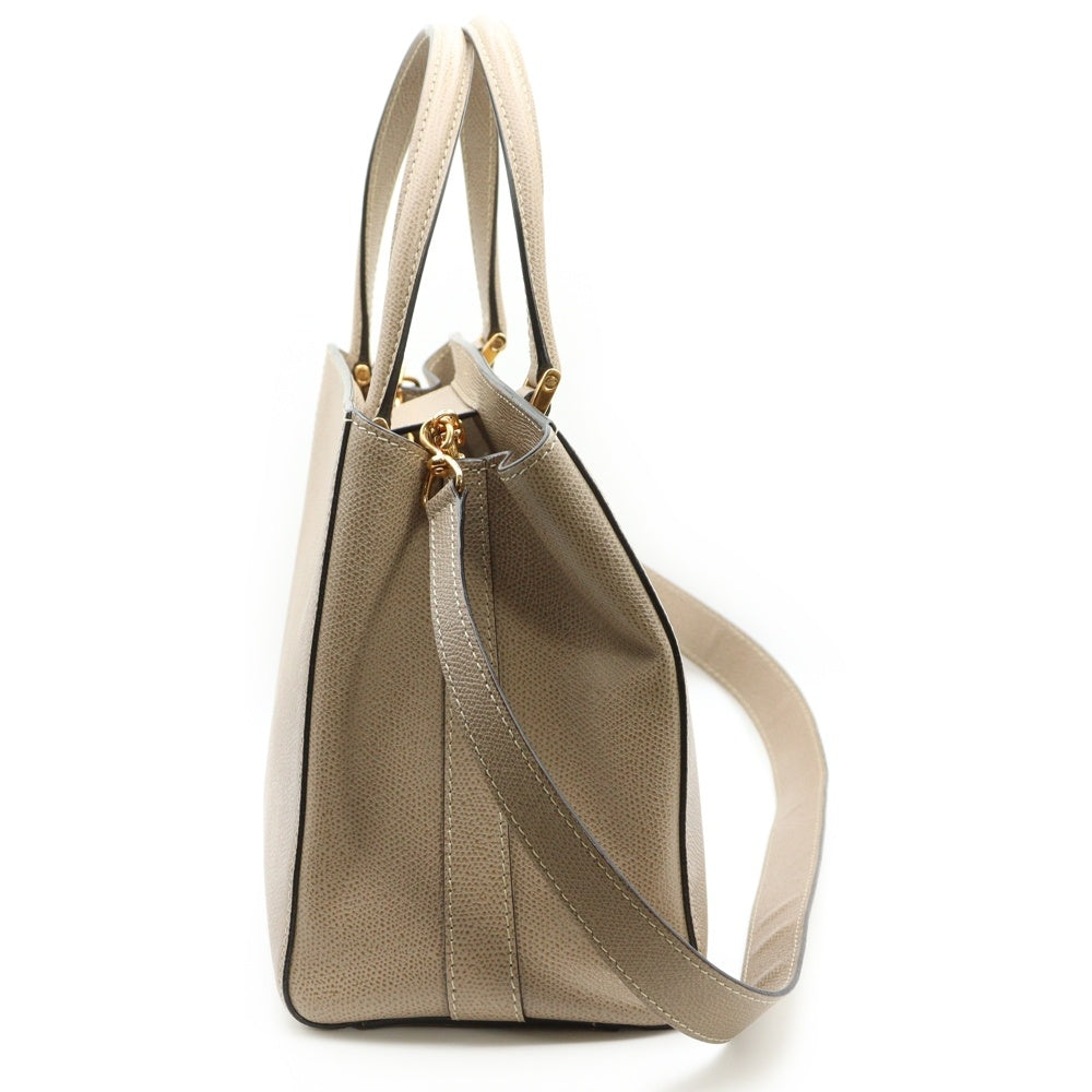 Valextra(ヴァレクストラ) トリエンナーレ スモール 2wayハンドバッグ ショルダーバッグ ベージュ レザー