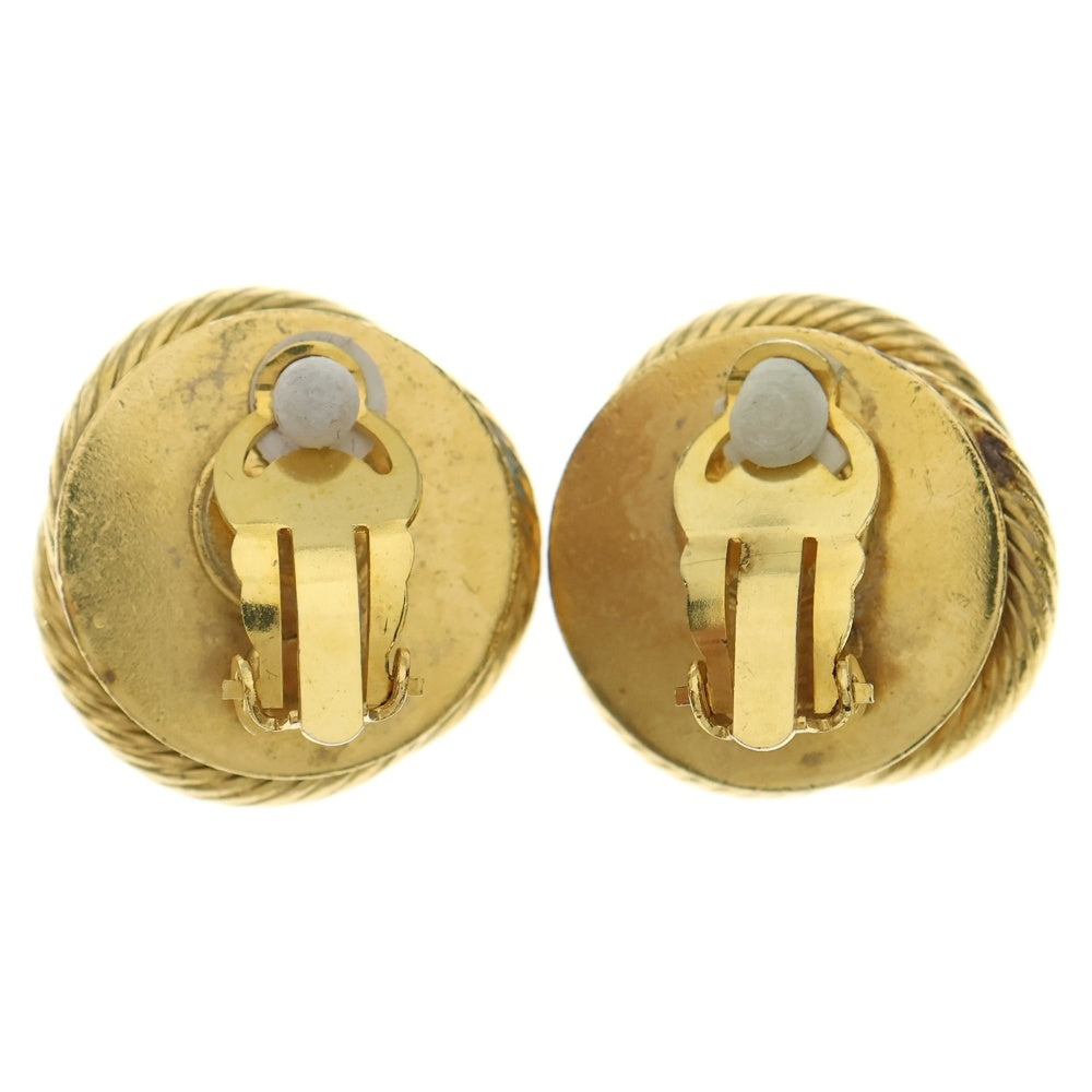 CHANEL(シャネル) フェイクパール ラインストーン ラウンドイヤリング ゴールド