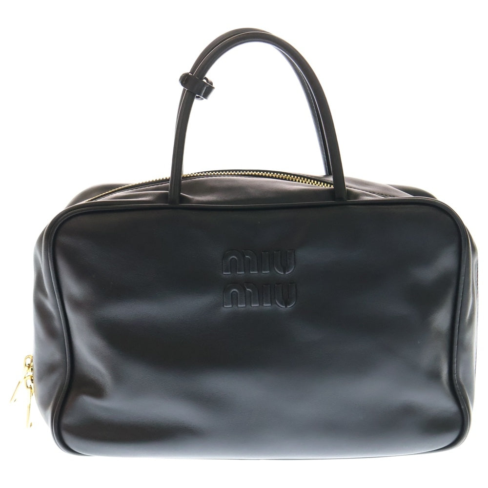 miumiu(ミュウミュウ) トップハンドル ボー ハンドバッグ ブラック レザー 5BB117 ゴールド金具