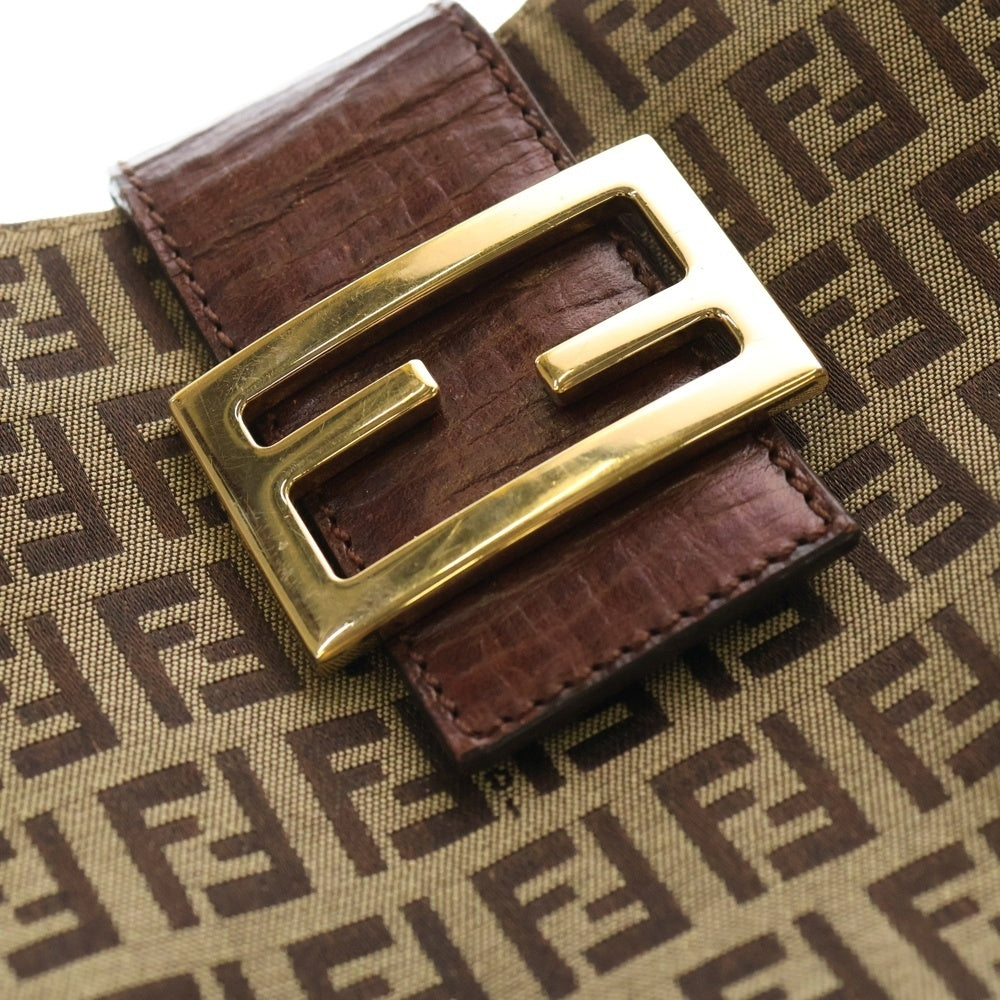 FENDI(フェンディ) ズッキーノ マンマバケット ワンショルダーバッグ ハンドバッグ キャンバス×レザー ベージュ×ブラウン 8BR036 ゴールド金具