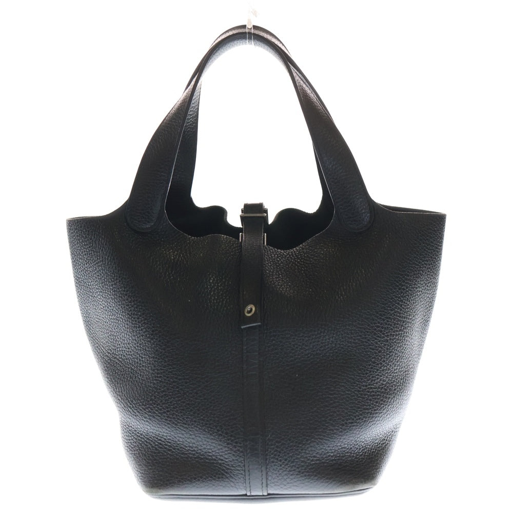 HERMES(エルメス) ピコタンロックMM トリヨンクレマンス レザー ハンドバッグ シルバー金具 ブラック C刻印 レディース