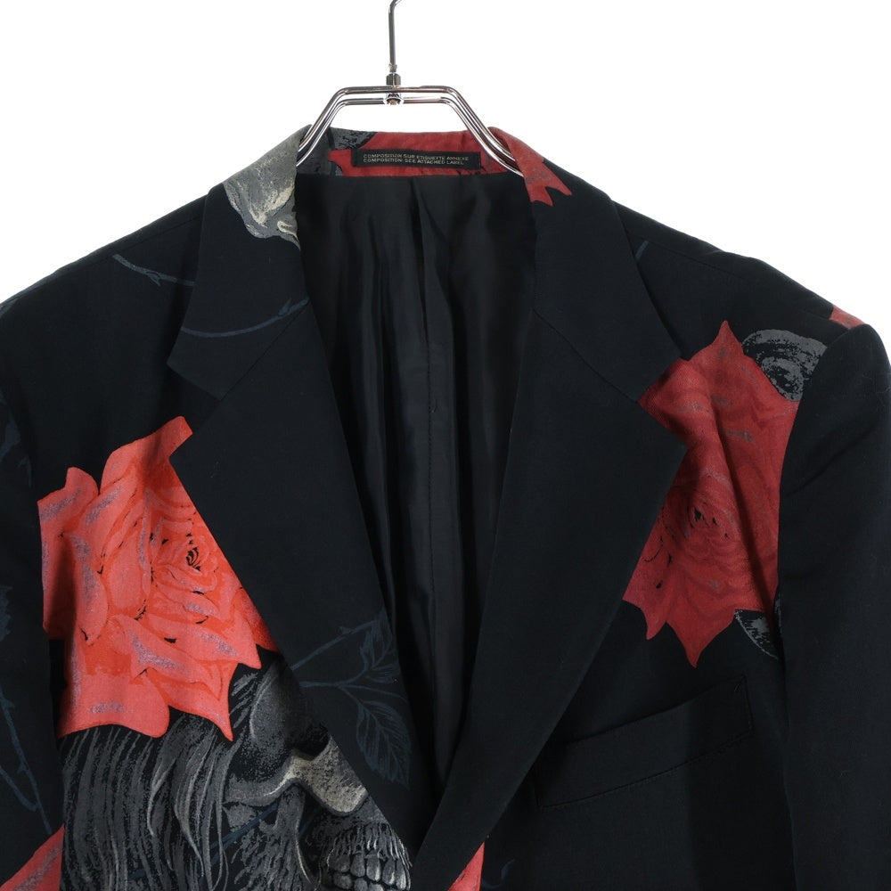 Yohji Yamamoto(ヨウジヤマモト) 18SS 復刻 スカルローズテーラードジャケット ウール×キュプラ レッド/ブラック HW-J69-106