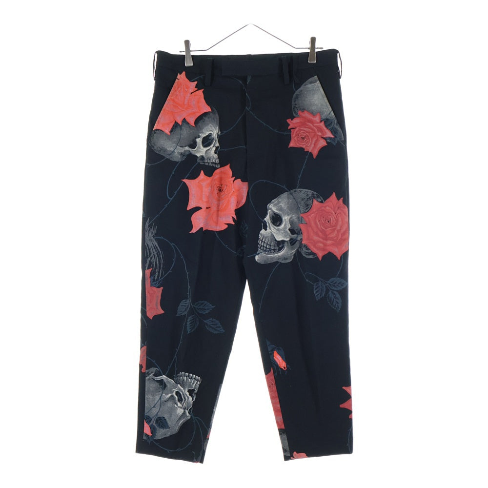 Yohji Yamamoto(ヨウジヤマモト) 18SS 復刻 スカルローズスラックスパンツ ウール×キュプラ レッド/ブラック HW-P69-106