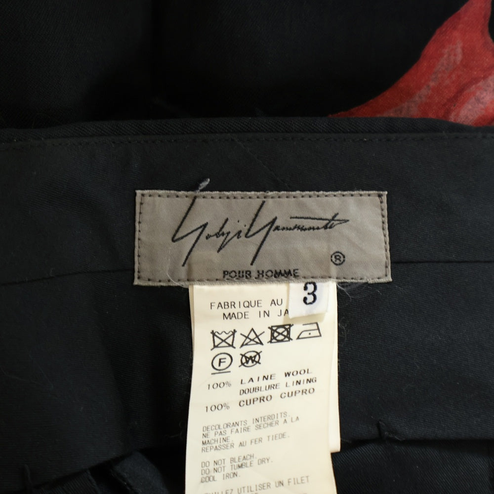 Yohji Yamamoto(ヨウジヤマモト) 18SS 復刻 スカルローズスラックスパンツ ウール×キュプラ レッド/ブラック HW-P69-106