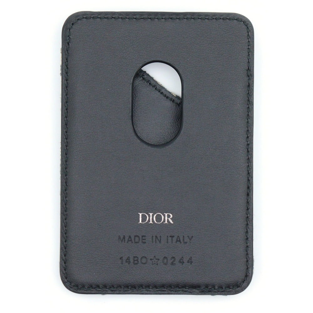 Christian Dior(クリスチャンディオール) Saddle サドル オブリーク ジャガード マグネット カードホルダー グレインドカーフスキン ネイビー