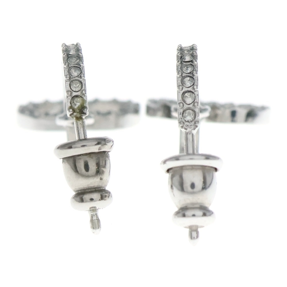 Christian Dior(クリスチャンディオール) CDロゴ ラインストーン フープピアス シルバー GP