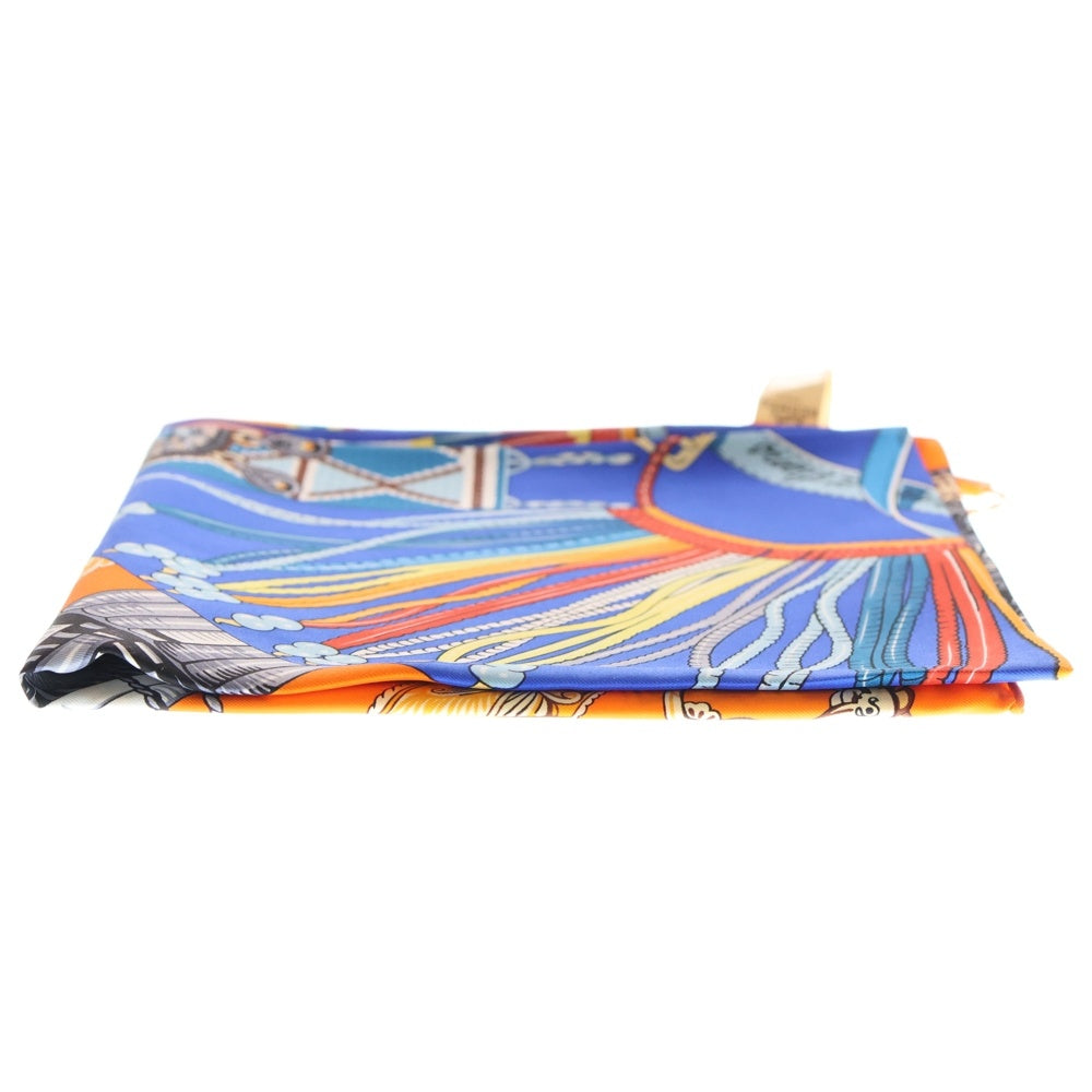 HERMES(エルメス) カレ90 ベルトと紐 シルクスカーフ ブルー