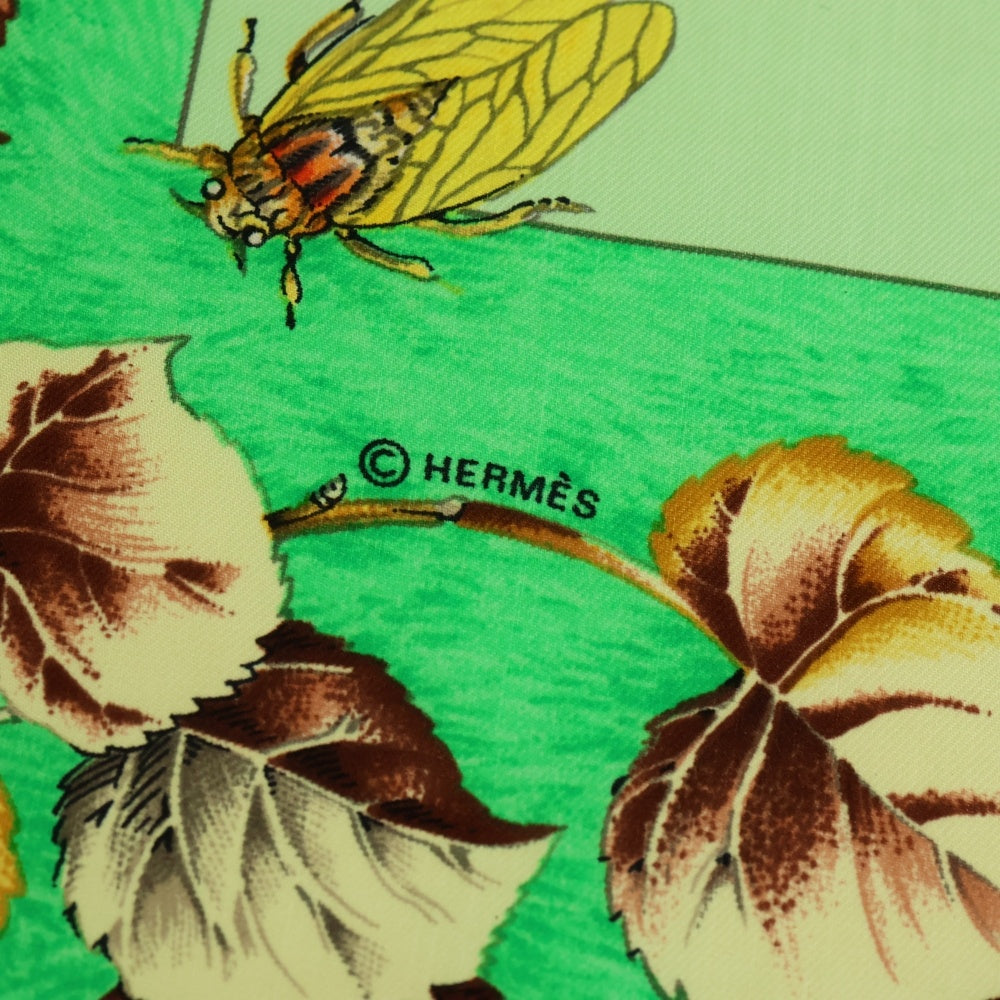 HERMES(エルメス) カレ90 la vie au grand air シルクスカーフ グリーン