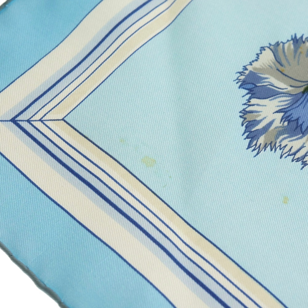 HERMES(エルメス) カレ 90 Queu eux Fleur シルクスカーフ ライトブルー