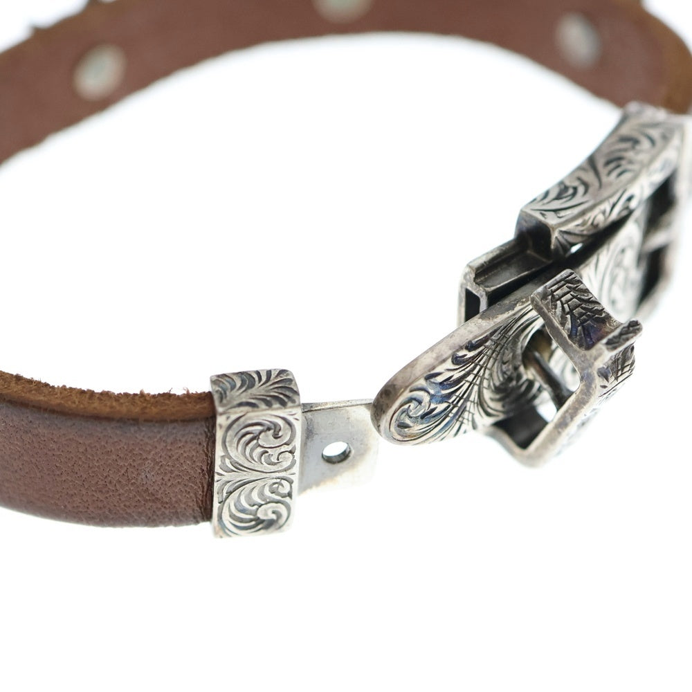 GUCCI(グッチ) アンガーフォレストブレスレット バンド ブラウン レザー SV925 524907 シルバー金具