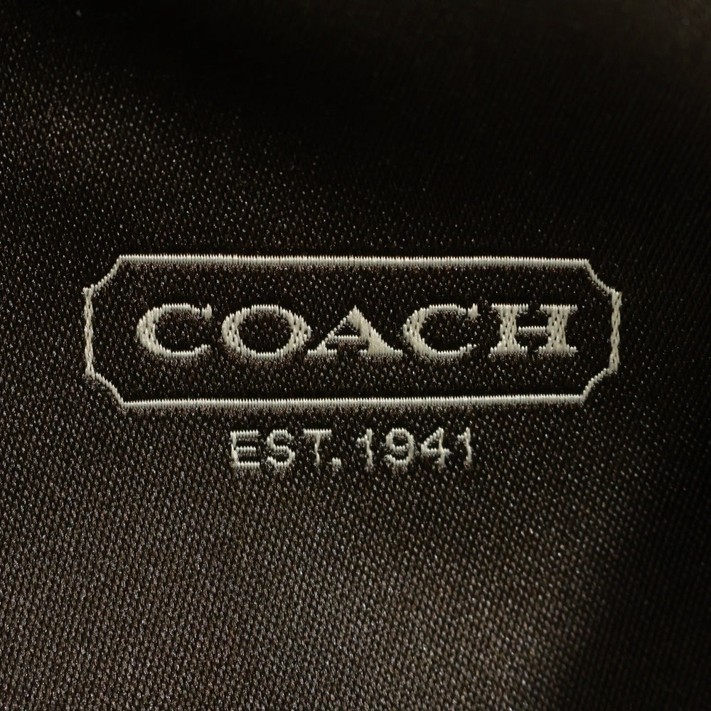 COACH(コーチ) 裏地シグネチャーロゴ総柄 ラムスキン レザー ジップアップ ジャケット ブラック