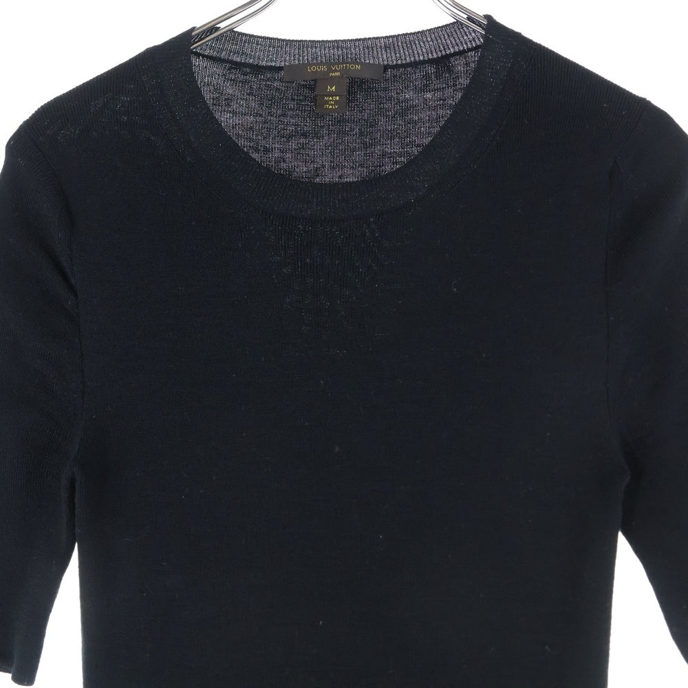 LOUIS VUITTON(ルイヴィトン) 14AW モノグラム柄 スパンコール装飾 レース切り替え ウール ニット クルーネック ハーフスリーブ ミディアムワンピース レディース RW142W F6KD06OFH