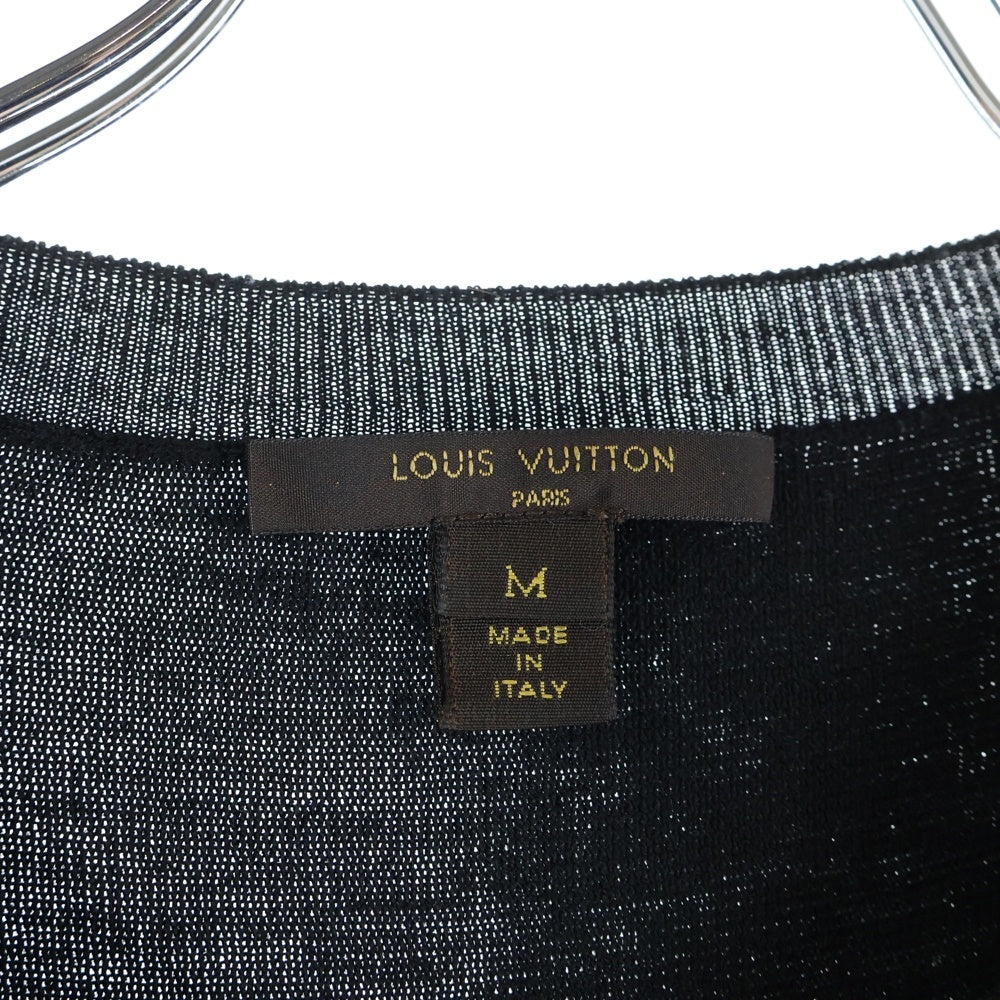 LOUIS VUITTON(ルイヴィトン) 14AW モノグラム柄 スパンコール装飾 レース切り替え ウール ニット クルーネック ハーフスリーブ ミディアムワンピース レディース RW142W F6KD06OFH