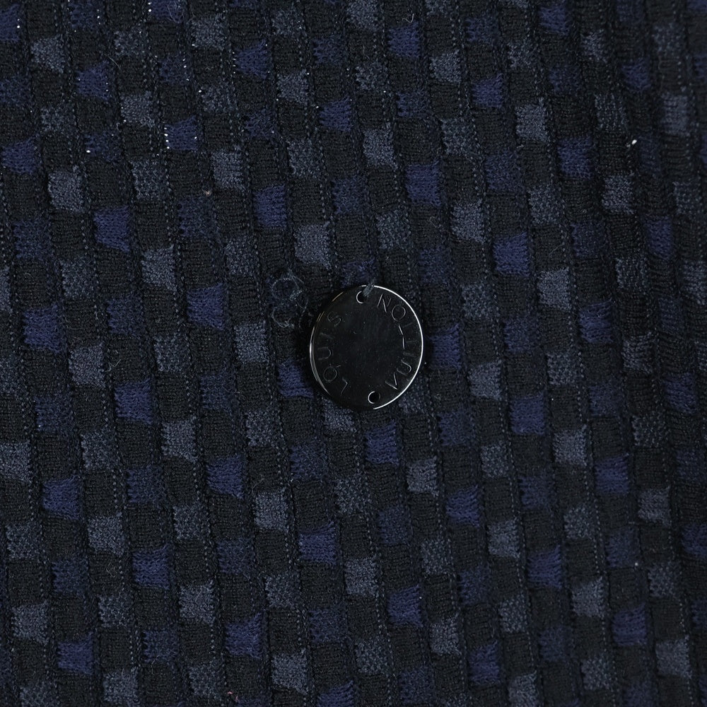 LOUIS VUITTON(ルイヴィトン) 14SS 総柄ジャガード シルクニット ノースリーブ ミディアムワンピース ドレス ネイビー レディース RW141W F5KD03OEK