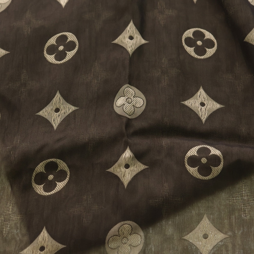 LOUIS VUITTON(ルイヴィトン) モノグラム レイヤード アセテート シルク スカーフ ストール グレー/ベージュ
