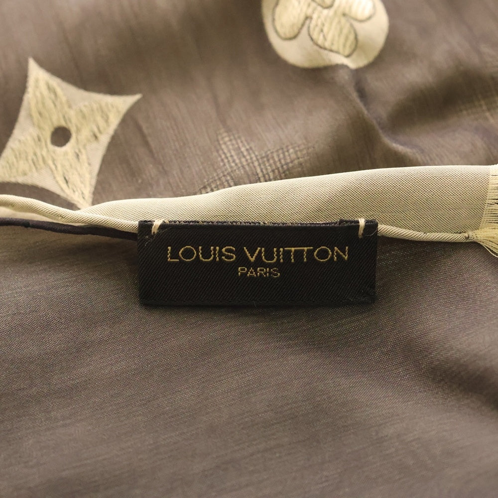 LOUIS VUITTON(ルイヴィトン) モノグラム レイヤード アセテート シルク スカーフ ストール グレー/ベージュ