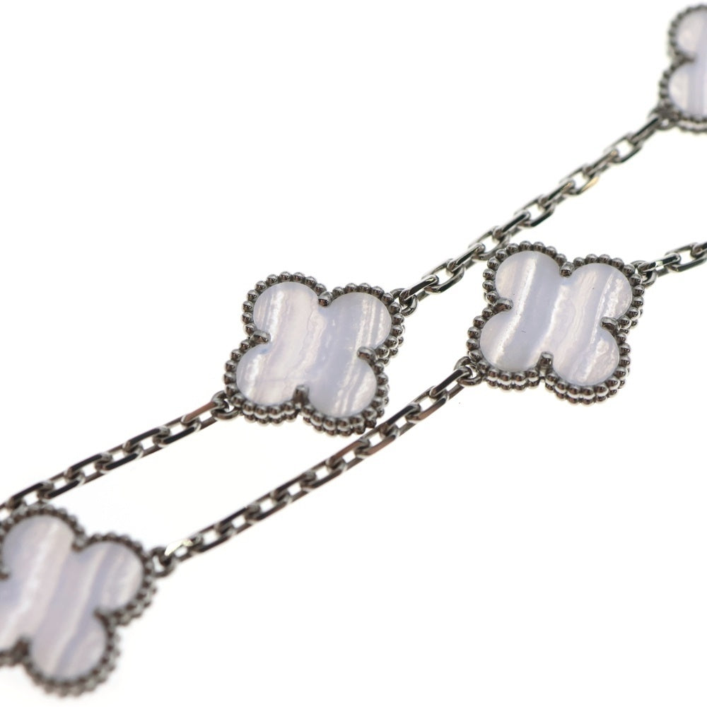 Van Cleef & Arpels(ヴァンクリーフアンドアーペル) ヴィンテージアルハンブラ カルセドニー ネックレス 20P Au750 K18 WG ホワイトゴールド VCARD80900