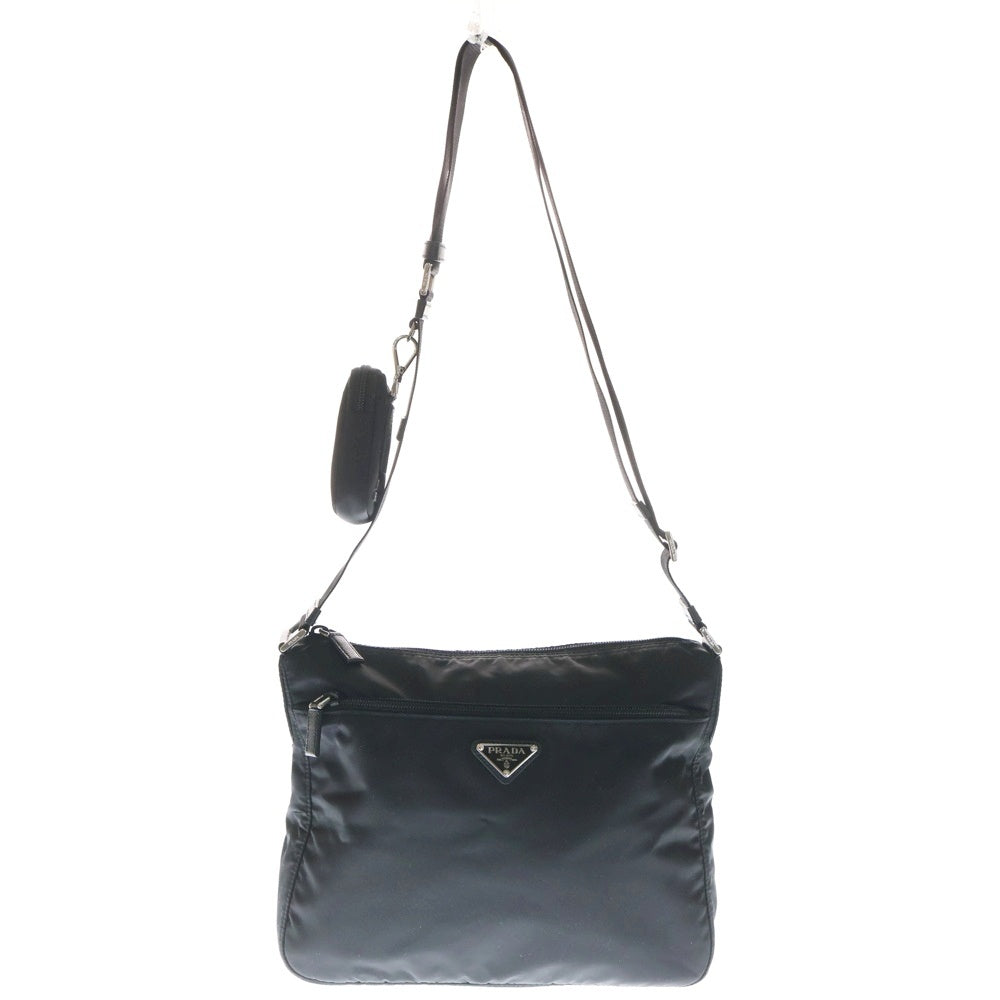 PRADA(プラダ) リナイロン ショルダーバッグ サコッシュ ブラック ナイロン 1BC421 シルバー金具 レディース