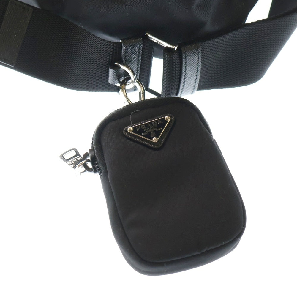 PRADA(プラダ) リナイロン ショルダーバッグ サコッシュ ブラック ナイロン 1BC421 シルバー金具 レディース