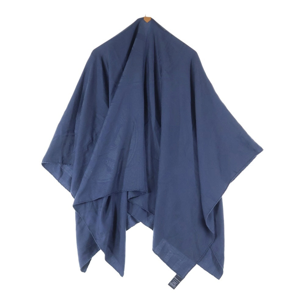 HERMES カシミヤシルク チェックポンチョ HERMES エルメス ポンチョ リバーシブル ボタン付 カマイユ ネイビー