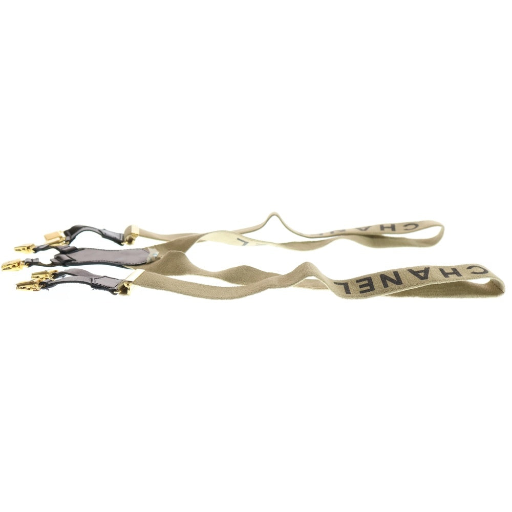 CHANEL(シャネル) ココマーク ロゴ サスペンダー カーキ×ブラック ゴールド金具 レディース